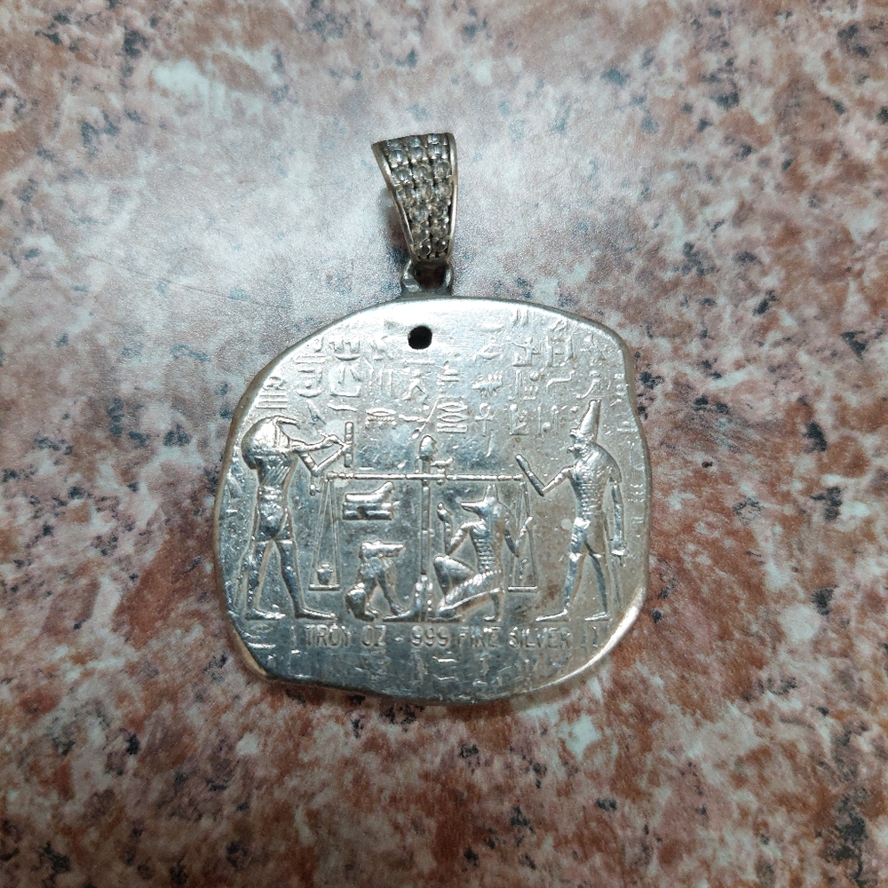 Custom .999 Pure Oz Silver Egyptian Pendant